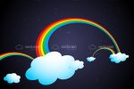 Abstract Rainbows with Clouds in Dark Sky